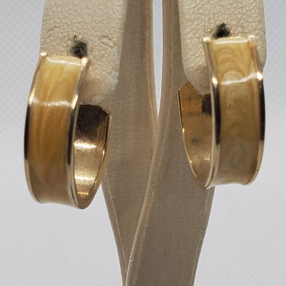 Vintage Yellow Hoop Earrings - Picture 1 of 4